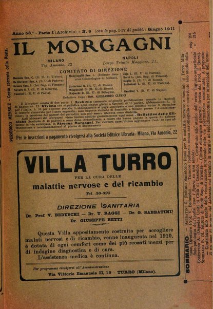 Il morgagni giornale indirizzato al progresso della medicina. Parte 1., Archivio o Memorie originali