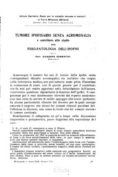 Il morgagni giornale indirizzato al progresso della medicina. Parte 1., Archivio o Memorie originali