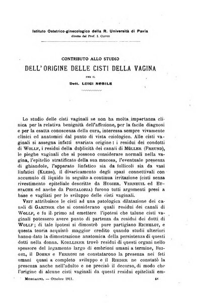 Il morgagni giornale indirizzato al progresso della medicina. Parte 1., Archivio o Memorie originali