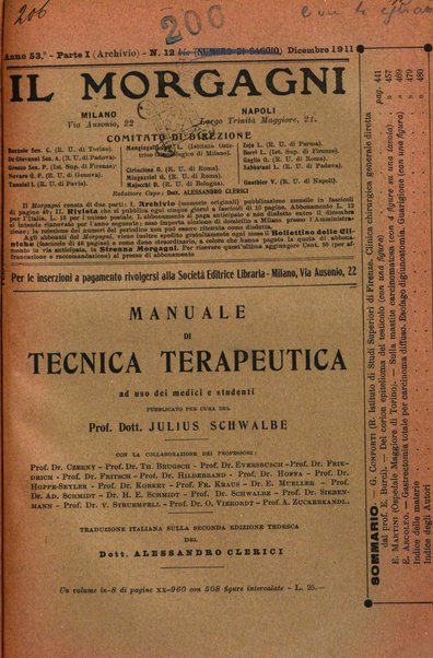 Il morgagni giornale indirizzato al progresso della medicina. Parte 1., Archivio o Memorie originali