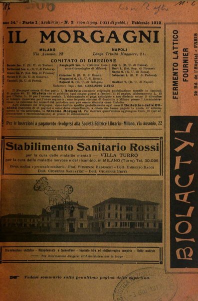 Il morgagni giornale indirizzato al progresso della medicina. Parte 1., Archivio o Memorie originali