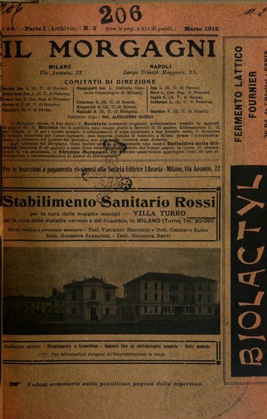 Il morgagni giornale indirizzato al progresso della medicina. Parte 1., Archivio o Memorie originali