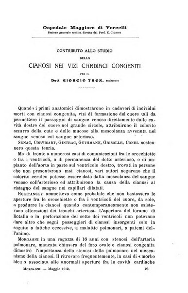 Il morgagni giornale indirizzato al progresso della medicina. Parte 1., Archivio o Memorie originali