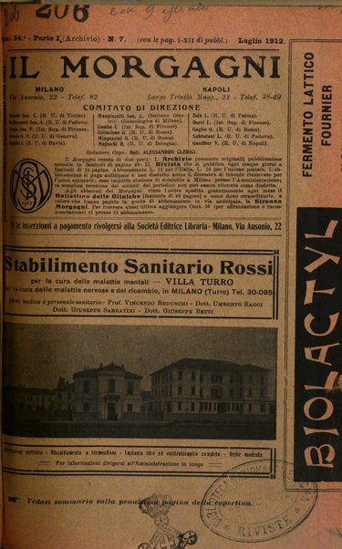 Il morgagni giornale indirizzato al progresso della medicina. Parte 1., Archivio o Memorie originali