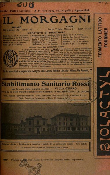 Il morgagni giornale indirizzato al progresso della medicina. Parte 1., Archivio o Memorie originali