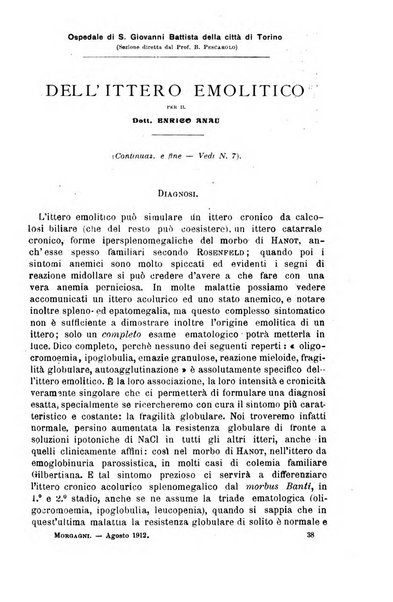 Il morgagni giornale indirizzato al progresso della medicina. Parte 1., Archivio o Memorie originali