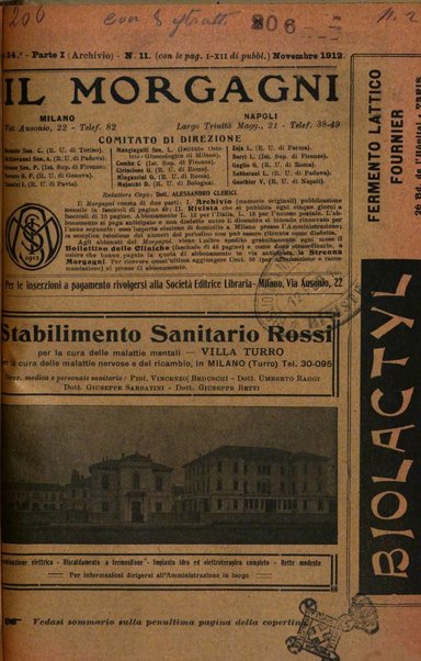 Il morgagni giornale indirizzato al progresso della medicina. Parte 1., Archivio o Memorie originali