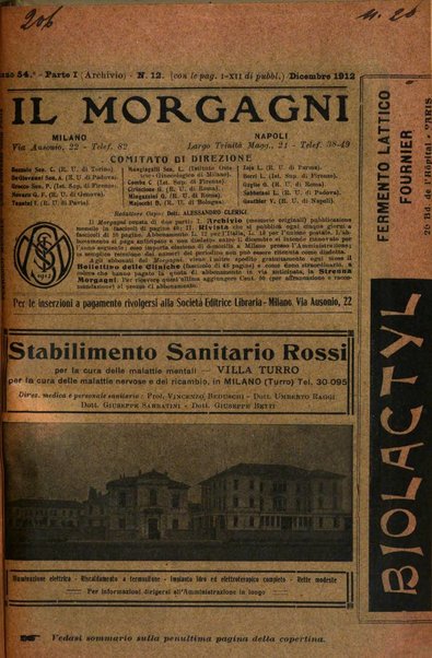 Il morgagni giornale indirizzato al progresso della medicina. Parte 1., Archivio o Memorie originali