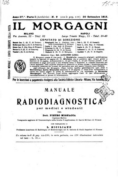 Il morgagni giornale indirizzato al progresso della medicina. Parte 1., Archivio o Memorie originali