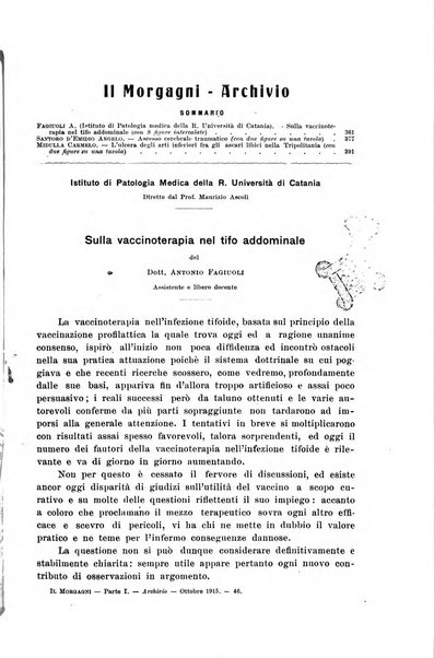 Il morgagni giornale indirizzato al progresso della medicina. Parte 1., Archivio o Memorie originali