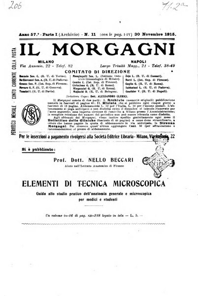 Il morgagni giornale indirizzato al progresso della medicina. Parte 1., Archivio o Memorie originali