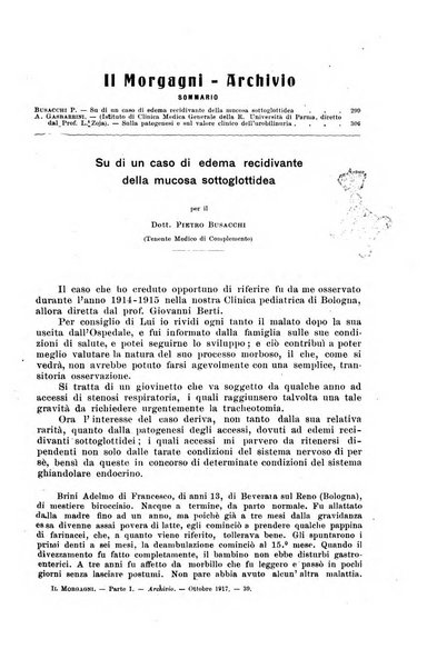 Il morgagni giornale indirizzato al progresso della medicina. Parte 1., Archivio o Memorie originali