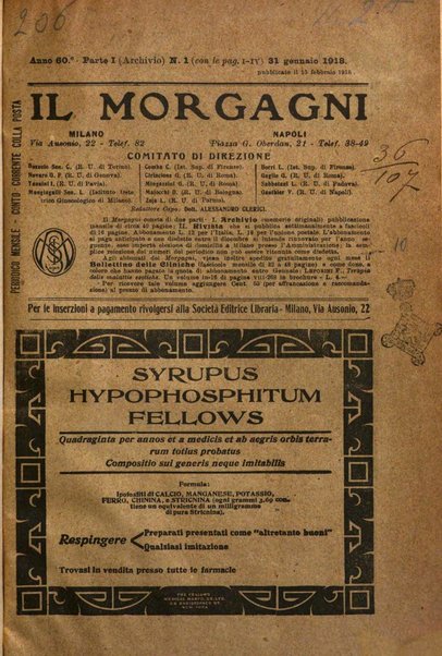 Il morgagni giornale indirizzato al progresso della medicina. Parte 1., Archivio o Memorie originali