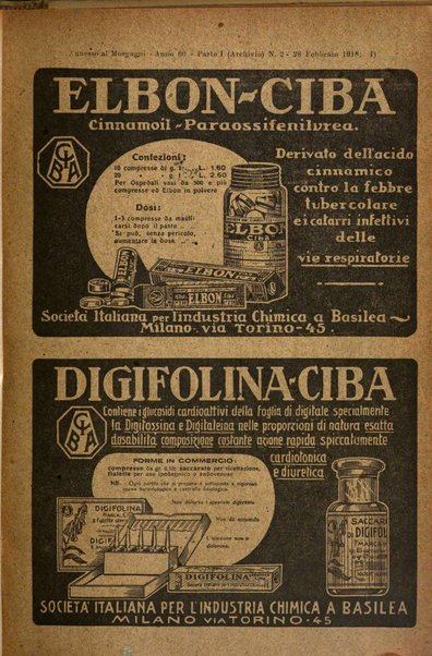 Il morgagni giornale indirizzato al progresso della medicina. Parte 1., Archivio o Memorie originali