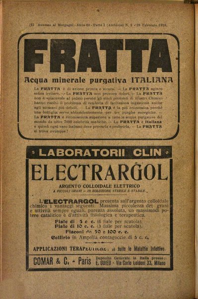 Il morgagni giornale indirizzato al progresso della medicina. Parte 1., Archivio o Memorie originali