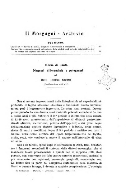 Il morgagni giornale indirizzato al progresso della medicina. Parte 1., Archivio o Memorie originali