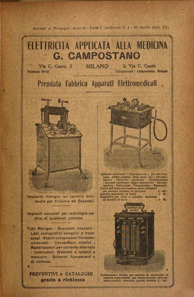 Il morgagni giornale indirizzato al progresso della medicina. Parte 1., Archivio o Memorie originali