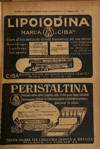 Il morgagni giornale indirizzato al progresso della medicina. Parte 1., Archivio o Memorie originali