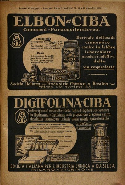 Il morgagni giornale indirizzato al progresso della medicina. Parte 1., Archivio o Memorie originali