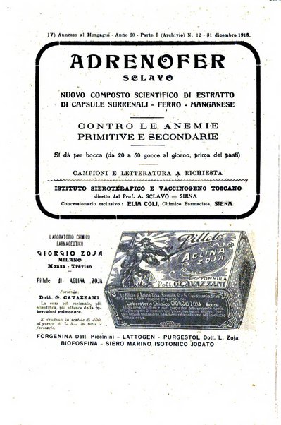 Il morgagni giornale indirizzato al progresso della medicina. Parte 1., Archivio o Memorie originali