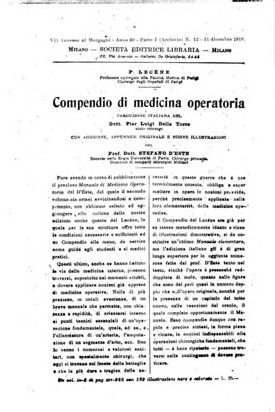 Il morgagni giornale indirizzato al progresso della medicina. Parte 1., Archivio o Memorie originali