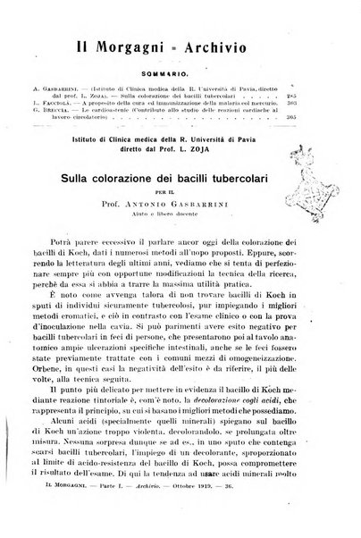 Il morgagni giornale indirizzato al progresso della medicina. Parte 1., Archivio o Memorie originali