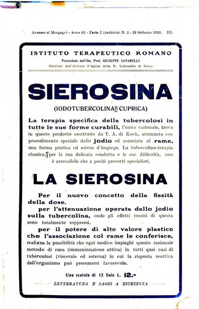 Il morgagni giornale indirizzato al progresso della medicina. Parte 1., Archivio o Memorie originali