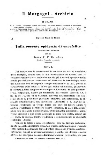 Il morgagni giornale indirizzato al progresso della medicina. Parte 1., Archivio o Memorie originali