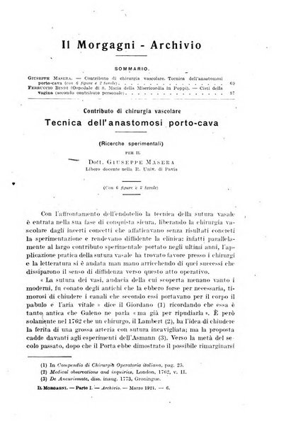 Il morgagni giornale indirizzato al progresso della medicina. Parte 1., Archivio o Memorie originali