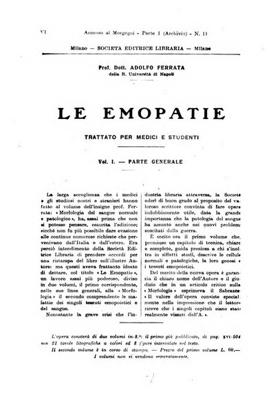 Il morgagni giornale indirizzato al progresso della medicina. Parte 1., Archivio o Memorie originali