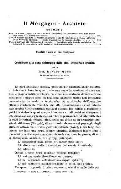 Il morgagni giornale indirizzato al progresso della medicina. Parte 1., Archivio o Memorie originali