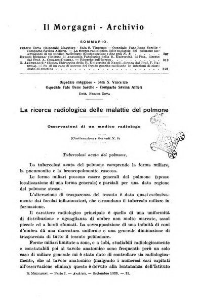 Il morgagni giornale indirizzato al progresso della medicina. Parte 1., Archivio o Memorie originali