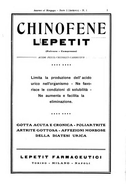 Il morgagni giornale indirizzato al progresso della medicina. Parte 1., Archivio o Memorie originali