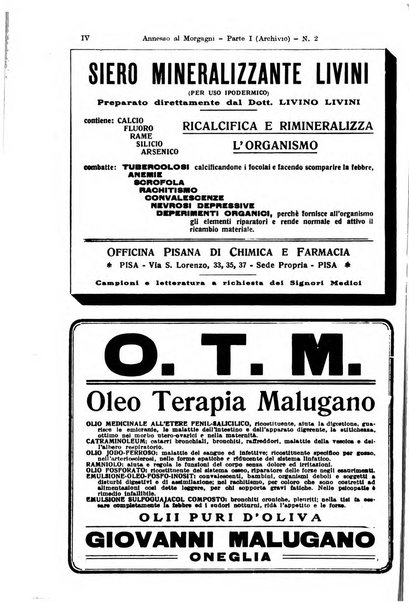 Il morgagni giornale indirizzato al progresso della medicina. Parte 1., Archivio o Memorie originali