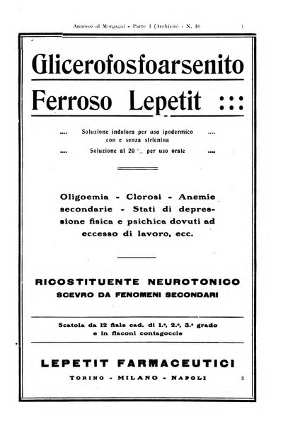 Il morgagni giornale indirizzato al progresso della medicina. Parte 1., Archivio o Memorie originali