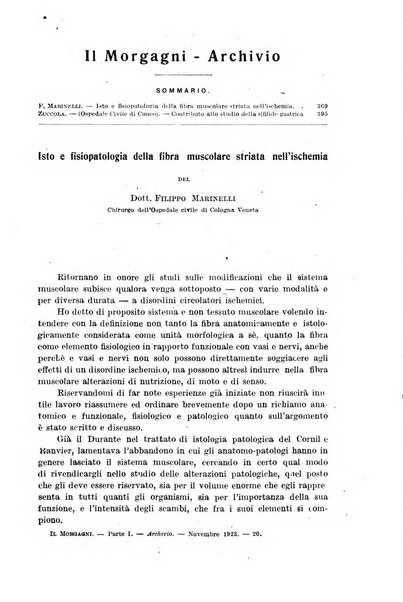 Il morgagni giornale indirizzato al progresso della medicina. Parte 1., Archivio o Memorie originali