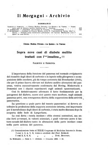 Il morgagni giornale indirizzato al progresso della medicina. Parte 1., Archivio o Memorie originali