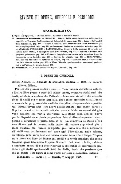 Il morgagni giornale indirizzato al progresso della medicina. Parte 2., Riviste