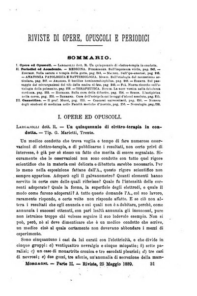 Il morgagni giornale indirizzato al progresso della medicina. Parte 2., Riviste