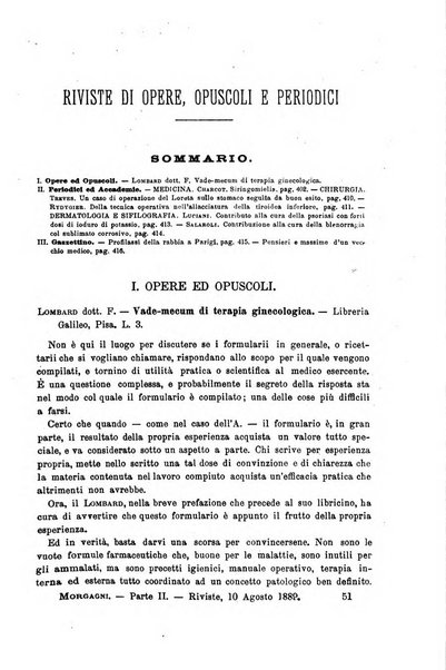 Il morgagni giornale indirizzato al progresso della medicina. Parte 2., Riviste