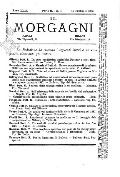 Il morgagni giornale indirizzato al progresso della medicina. Parte 2., Riviste