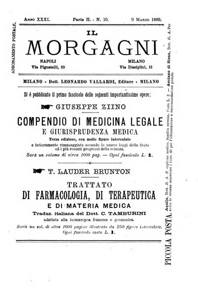 Il morgagni giornale indirizzato al progresso della medicina. Parte 2., Riviste