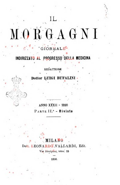 Il morgagni giornale indirizzato al progresso della medicina. Parte 2., Riviste