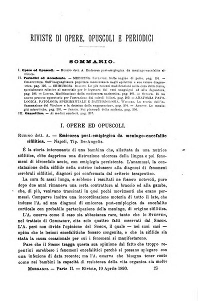 Il morgagni giornale indirizzato al progresso della medicina. Parte 2., Riviste