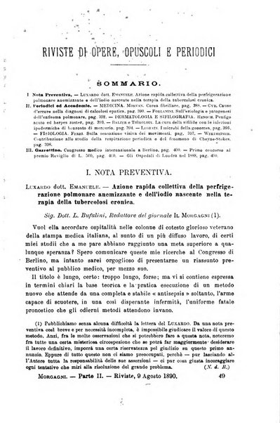 Il morgagni giornale indirizzato al progresso della medicina. Parte 2., Riviste