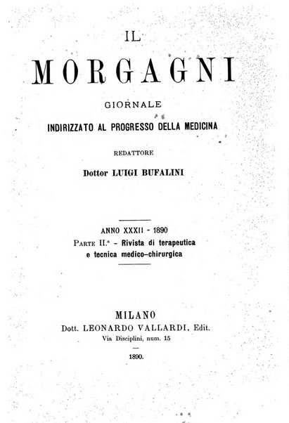 Il morgagni giornale indirizzato al progresso della medicina. Parte 2., Riviste