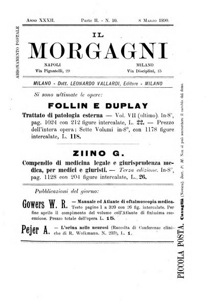 Il morgagni giornale indirizzato al progresso della medicina. Parte 2., Riviste