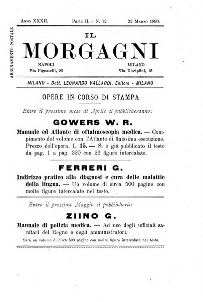 Il morgagni giornale indirizzato al progresso della medicina. Parte 2., Riviste