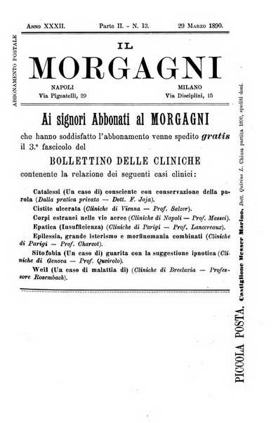 Il morgagni giornale indirizzato al progresso della medicina. Parte 2., Riviste