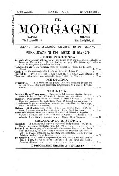 Il morgagni giornale indirizzato al progresso della medicina. Parte 2., Riviste